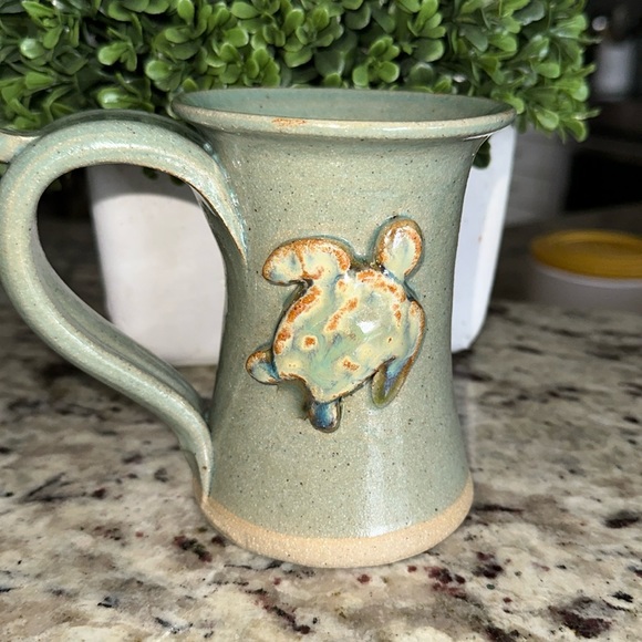 Handmade Other - Handmade Pottery Coffee Cup With Turtle on side 12 oz cup 💚💚